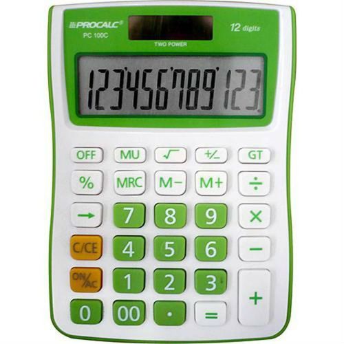 Calculadora de Mesa 12 Digitos Pc100 Verde Procalc