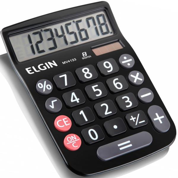 Calculadora de Mesa 8 Dígitos MV-4133 com Célula Solar Preta - Elgin