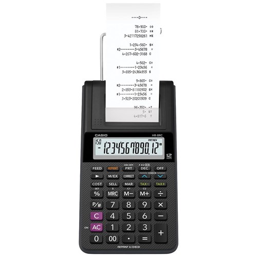 Calculadora de Mesa Casio com Impressão Bobina Hr-8Rc-Bk Preto