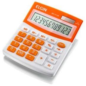 Calculadora de Mesa Elgin MV4128, 12 Dígitos, Solar/bateria G10,dim.12,5x10x1,5cm; 0,150 Kg, Branco/laranja