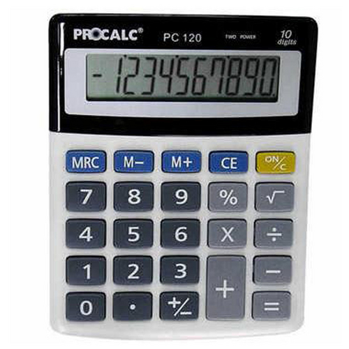 Calculadora de Mesa Procalc Pc120 - 10 Díg. Grandes, Solar/Bateria, Visor Inclinado