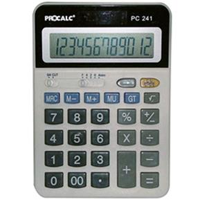 Calculadora de Mesa Procalc Pc241 - 12 Díg. Grandes, Arredondamento, Solar/Bat., Tecla Roll-Over