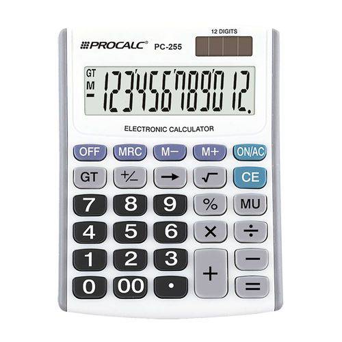 Calculadora de Mesa Procalc Pc255 12 Dígitos Pilha Branca
