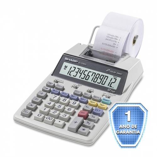 Calculadora de Mesa Sharp El 1750 - Visor - Impressora - 12 Dígitos - 110v