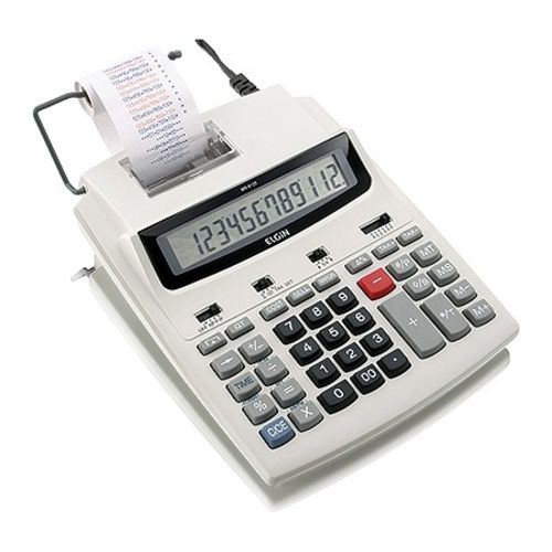 Calculadora Elgin com Bobina 12 Digitos Impressão Bicolor e Display Lcd Mr-6125 Branca