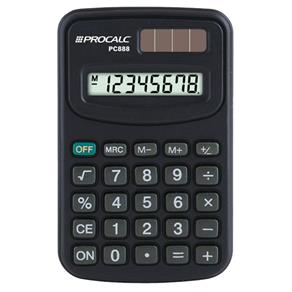 Calculadora Pessoal 8 Dígitos Preta PC888 - Procalc