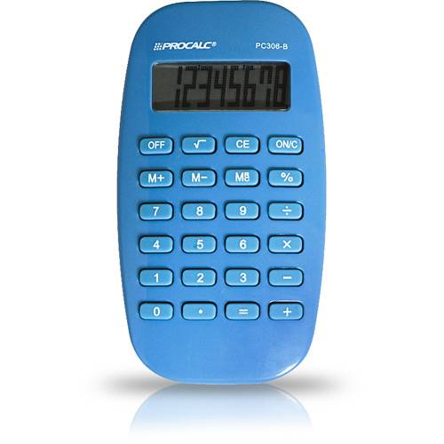 Calculadora Pessoal Procalc 8 Dig Visor Dot Matrix Azul