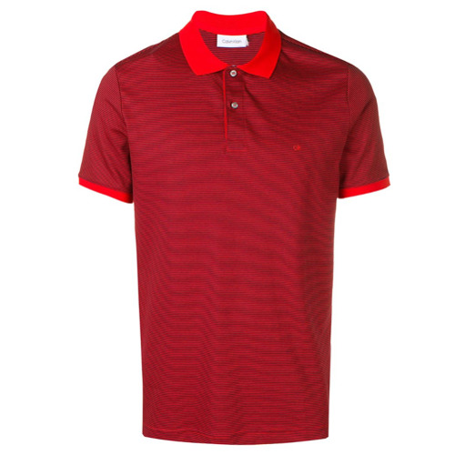 Calvin Klein Camisa Polo Listrada - Vermelho
