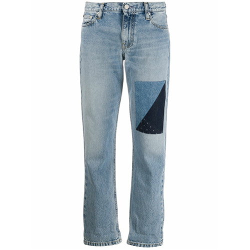 Calvin Klein Jeans Calça Jeans com Patchwork - Azul