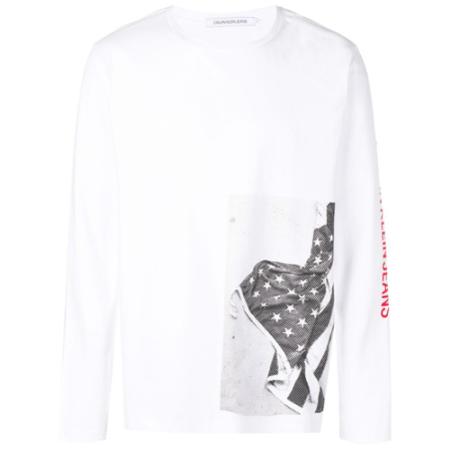 Calvin Klein Jeans Flag Print Jumper - Branco