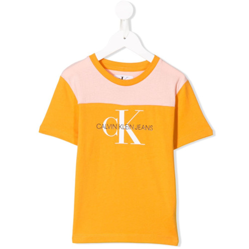 Calvin Klein Kids Camiseta Color Block - Laranja