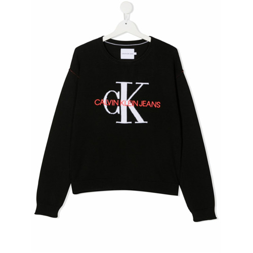 Calvin Klein Kids Suéter com Logo - Preto