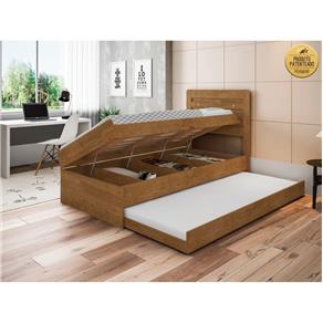 Cama Bau Solteiro 0,88 Larissa com Cama Auxiliar Dani Framar - Malbec - Marrom Chocolate