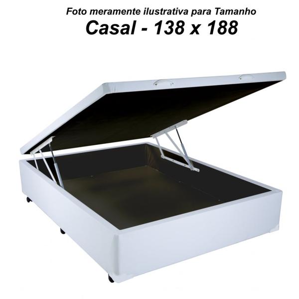 Cama Box Baú Casal em Corino Branco com Pistão - 138x188 - Sonnoforte