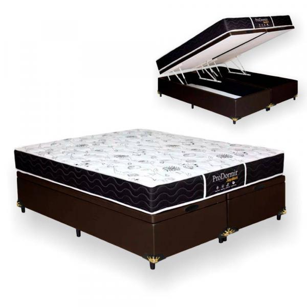 Cama Box Baú Queen + Colchão de Molas Probel Prodormir Sleep Black 158x198 - Anjos