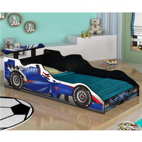 Cama Infantil Carro Formula 1 Azul J e a Móveis Azul