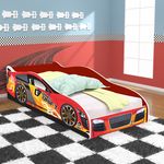 Cama Infantil Carros Drift 150x70 Cm com Colchão - Vermelho / Vermelho - Rpm Móveis