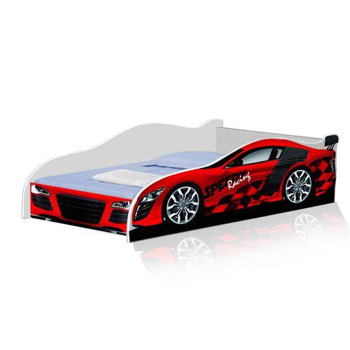 Cama Infantil Carros RPM Speedy Racing Vermelha 100% MDF com Proteção Lateral - RPM Móveis