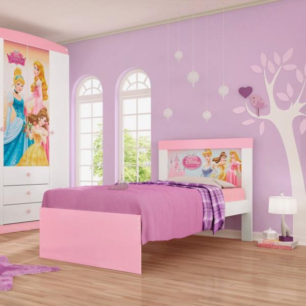 Cama Infantil Princesas Disney Happy Pura Magia Branco/Rosa