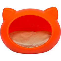 Cama para Pet Cat Cave Laranja Fluo Pequeno com Almofada Natural - Meemo