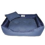 Cama Pet Antialérgica Semplice M - Azul Poás Trav. Azul - Carinhas e Focinhos - Estampa Algodão