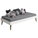 Cama Retro Turca Theo Branco Acetinado Amadeirado - Reller