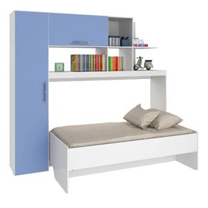 Cama Solteiro Multi-uso 4 em 1 Dreams Art In Móveis Branco - Azul