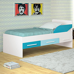 Cama Teen L.O.L. com 03 Gavetas Branco/Petróleo/Turquesa - Santos Andirá-Branco/Petróleo/Turq