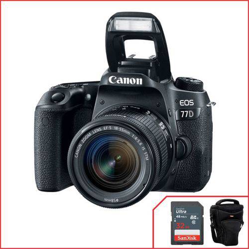 Camera Canon 77d com 18-55mm F/4-5.6 Is Stm