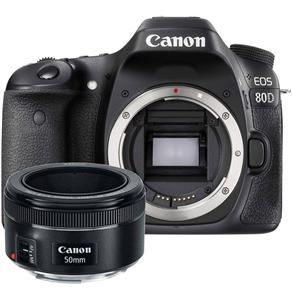 Câmera Canon 80D com Lente EF 50mm F/1.8