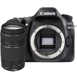 Câmera Canon 80D com Lente EF 75-300mm