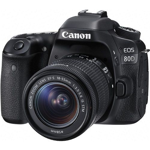 Câmera Canon DSLR EOS 80D com Lente de 18-55mm