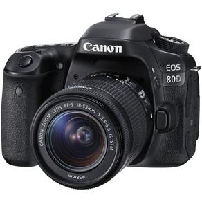 Câmera Canon DSLR EOS 80D com Lente de 18-55mm