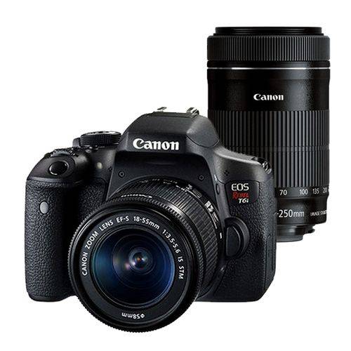 Câmera Canon Dslr Eos Rebel T6i Premium com Lente 18-55mm + 55-250mm