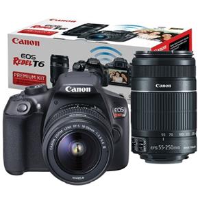 Câmera Canon EOS Rebel T6 PREMIUM Lente 18-55mm + 55-250mm