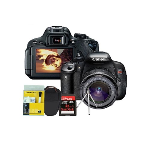 Tudo sobre 'Câmera Canon T5i 18.55mm Bolsa + Cartão 32gb(C10) + Tripé + Kit Limpeza'