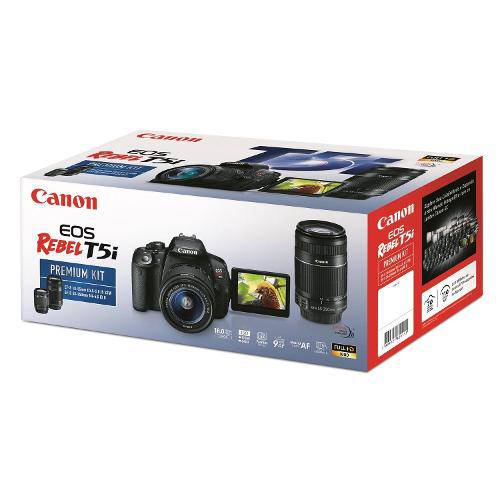 Camera Eos Canon T5i Combo Premium Kit com Duas Lentes Ef-S 18-55iii / Ef-S 55-250 Is Ii