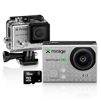 Câmera de Ação Sport HD/Cartão 16GB LCD 2" 5MP MR3000 Prata - Mirage
