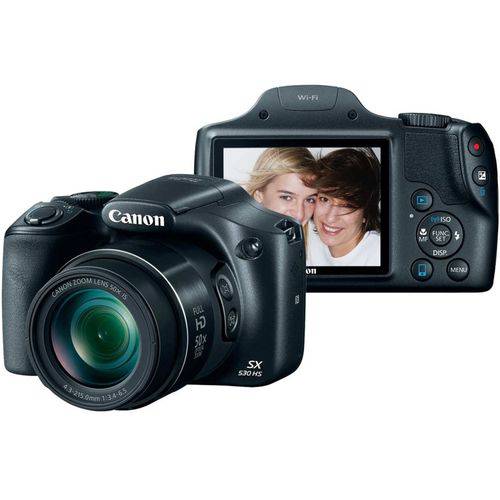 Câmera Digital 16 Mp Tela Lcd de 3.0 Zoom Ótico de 50x, Wi-fi e Vídeo em Full Hd - Canon Sx530hr