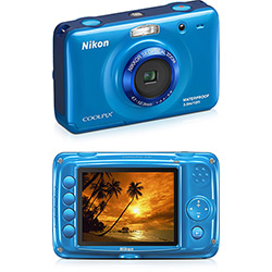 Câmera Digital a Prova D'água Nikon S30 10.1 MP 4x Zoom Óptico Azul