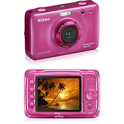Câmera Digital a Prova D'água Nikon S30 10.1 MP 4x Zoom Óptico Rosa