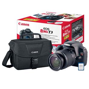 Câmera Digital Canon EOS Rebel T3 EF-S18-55mm III Preta – 12.2MP, LCD 2.7”, Processador DIG!C 4, Vídeo HD + Case + Cartão de Memória 8GB