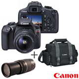 Camera Digital Canon EOS Rebel T6 DSLR Profissional 18MP - EOST6 + Bolsa Gadget Bag - 300DG + Lente Zoom Telefoto