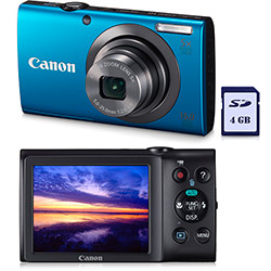 Câmera Digital Canon PowerShot A2300 16MP C/ 5x Zoom Óptico Cartão SD 4GB Azul