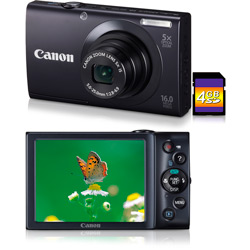 Câmera Digital Canon PowerShot A3400 IS 16 MP C/ 5x Zoom Óptico Cartão SD 4GB Preta