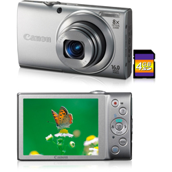 Câmera Digital Canon PowerShot A4000 IS 16MP C/ 8x Zoom Óptico Cartão SD 4GB Prata