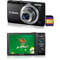 Câmera Digital Canon PowerShot A4000 IS 16MP C/ 8x Zoom Óptico Cartão SD 4GB Preta
