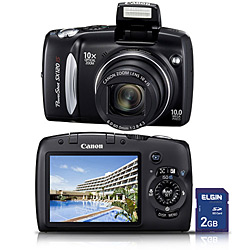 Câmera Digital Canon Powershot SX 120IS 10MP C/ 10x Zoom Óptico Cartão SD 2GB Preta