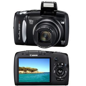 Câmera Digital Canon PowerShot SX120IS Preta C/ 10MP, LCD 3.0", Zoom Óptico 10x e Detector de Faces