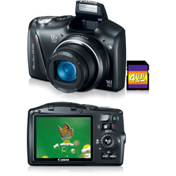 Câmera Digital Canon PowerShot SX150 14.1 MP C/ 12x Zoom Óptico Cartão SD 4GB Preta